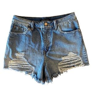 Sincerely Jules Destroyed Frayed Hem High Rise Jean Shorts Size 29